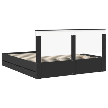 vidaXL Bettrahmen mit Schubladen Schwarz 180 x 200 cm Ingenieurs Holz