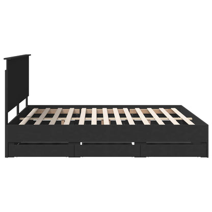 vidaXL Bettrahmen mit Schubladen Schwarz 180 x 200 cm Ingenieurs Holz