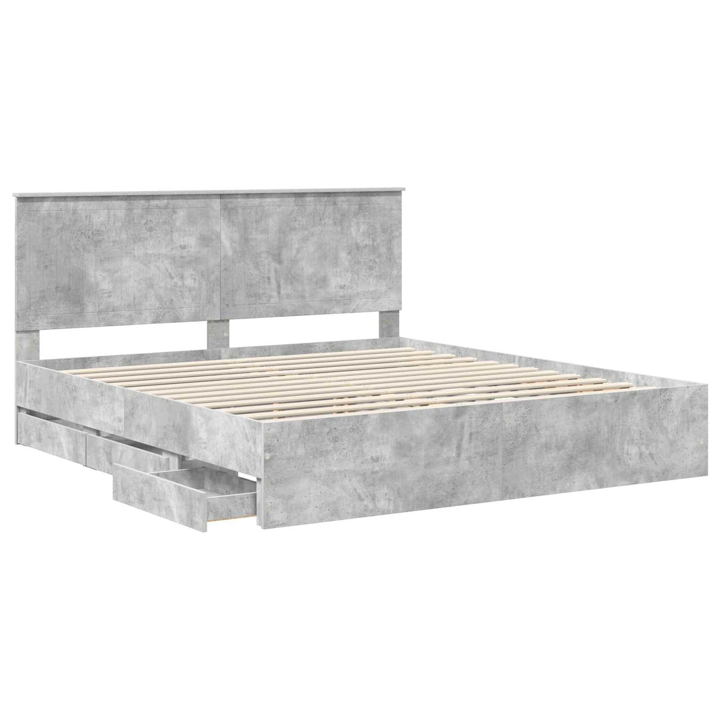vidaXL Bettrahmen mit Kopfteil Beton Grau 180 x 200 cm Ingenieurs Holz