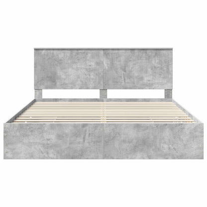 vidaXL Bettrahmen mit Kopfteil Beton Grau 180 x 200 cm Ingenieurs Holz