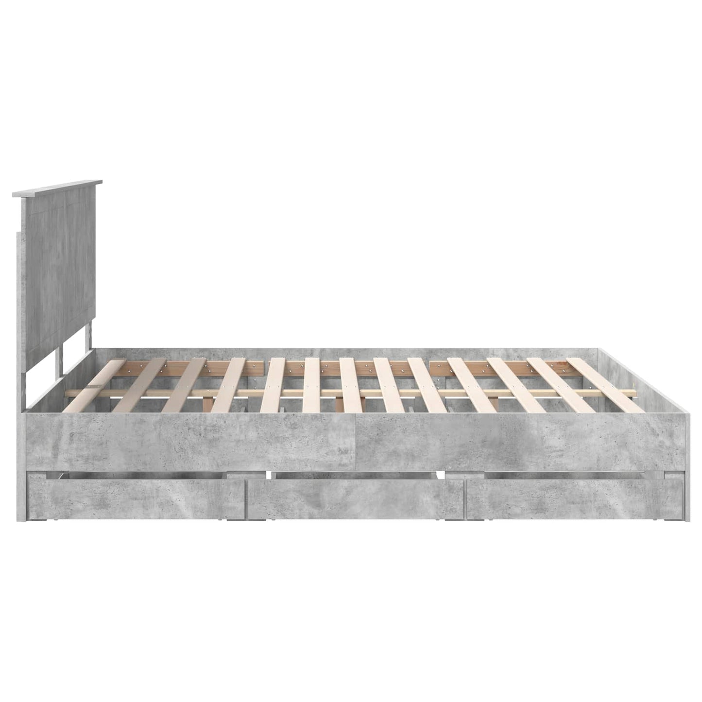 vidaXL Bettrahmen mit Kopfteil Beton Grau 180 x 200 cm Ingenieurs Holz