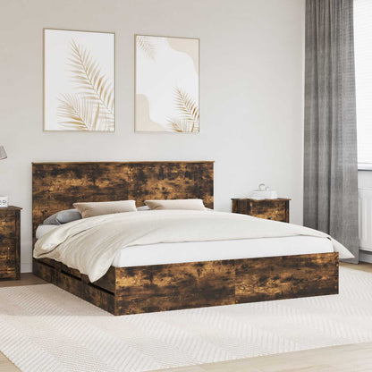 vidaXL Bettrahmen Geräucherte Eiche 180 x 200 cm Ingenieurs Holz