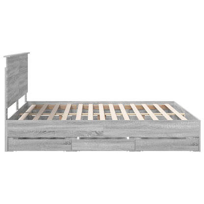 vidaXL Bettrahmen Graues Sonoma 180 x 200 cm Ingenieurs Holz