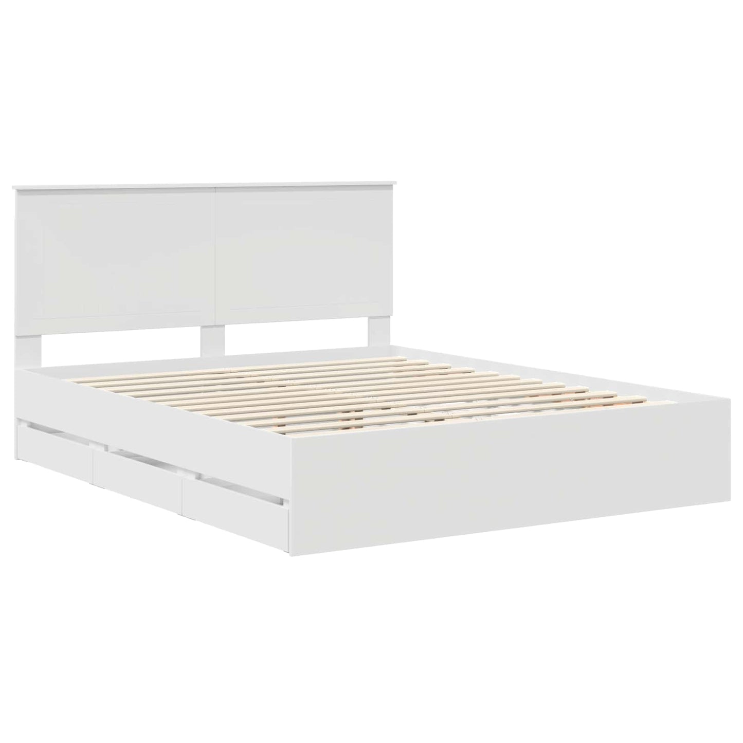 vidaXL Bettrahmen mit Schubladen Weiß 160 x 200 cm Ingenieurs Holz