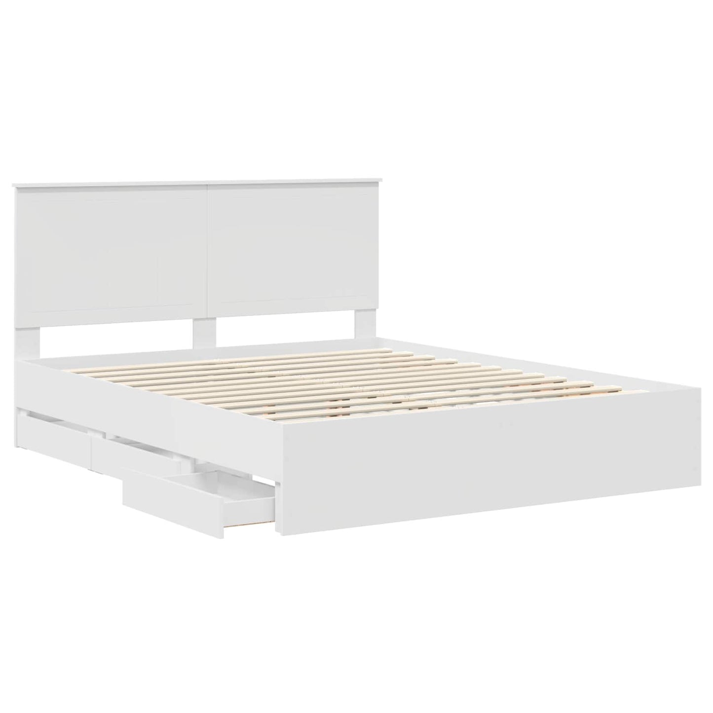vidaXL Bettrahmen mit Schubladen Weiß 160 x 200 cm Ingenieurs Holz