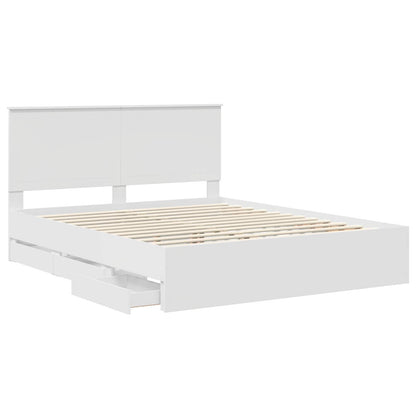 vidaXL Bettrahmen mit Schubladen Weiß 160 x 200 cm Ingenieurs Holz