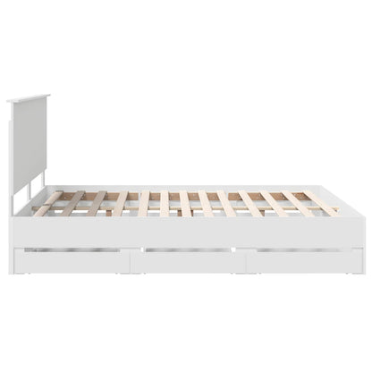 vidaXL Bettrahmen mit Schubladen Weiß 160 x 200 cm Ingenieurs Holz