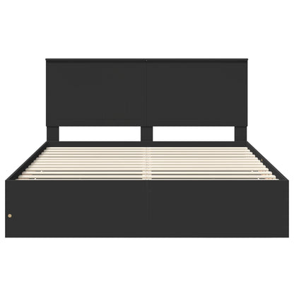 Bettrahmen mit Kopfteil Schwarz 160 x 200 cm Ingenieurs Holz
