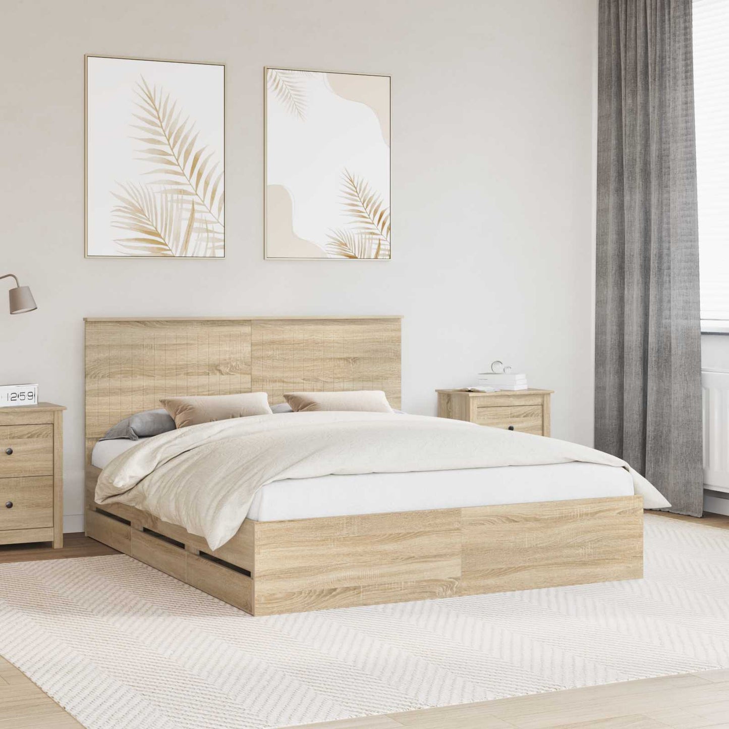 vidaXL Bettrahmen Sonoma-Eiche 160 x 200 cm Ingenieurs Holz