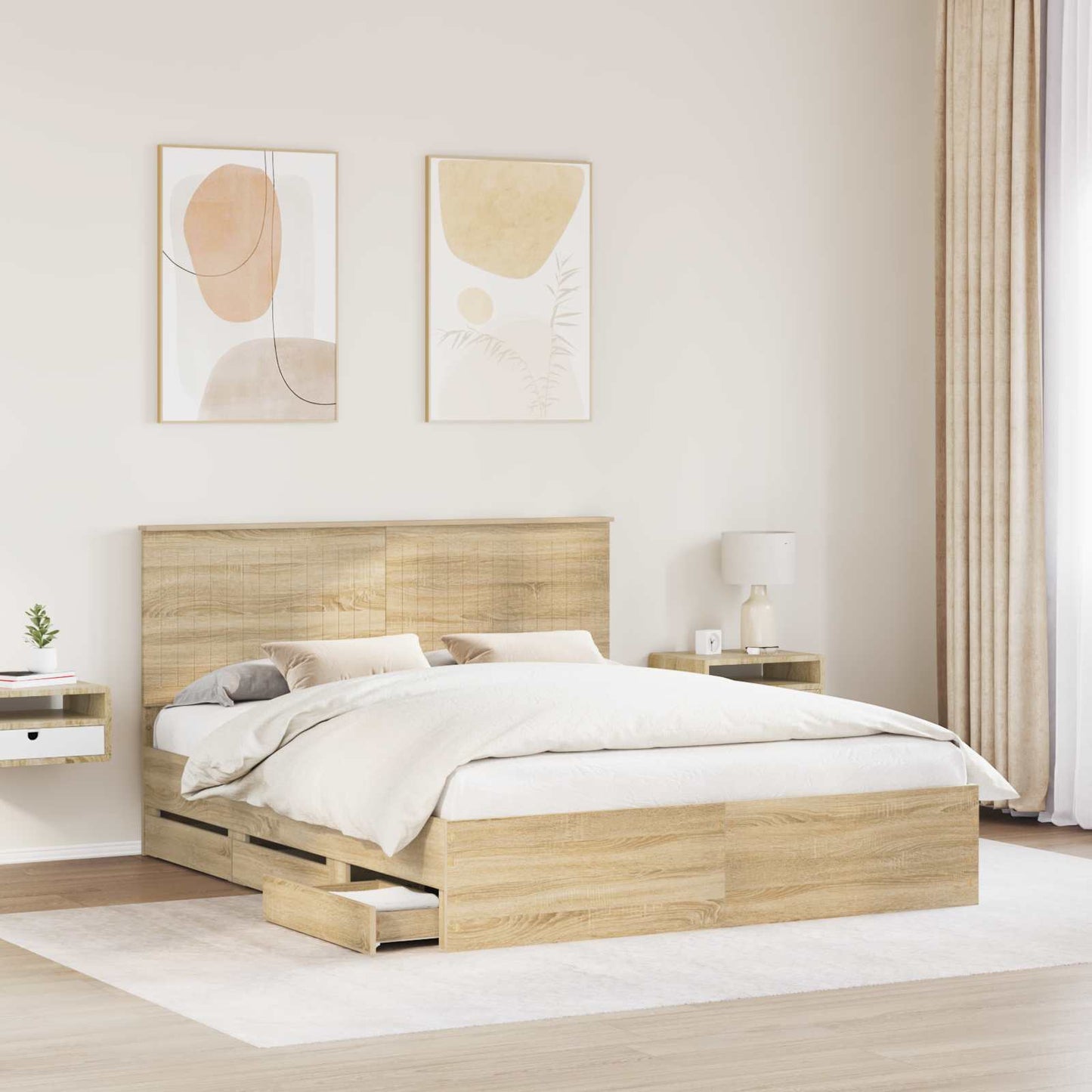 vidaXL Bettrahmen Sonoma-Eiche 160 x 200 cm Ingenieurs Holz