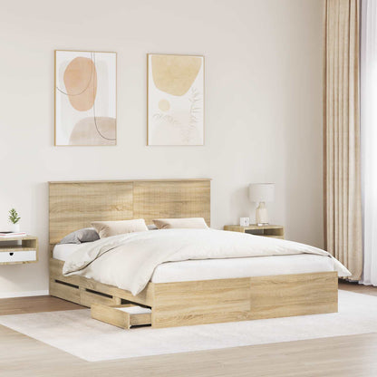 vidaXL Bettrahmen Sonoma-Eiche 160 x 200 cm Ingenieurs Holz