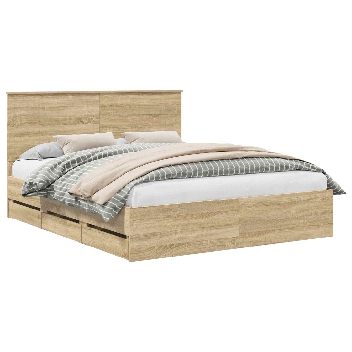 vidaXL Bettrahmen Sonoma-Eiche 160 x 200 cm Ingenieurs Holz