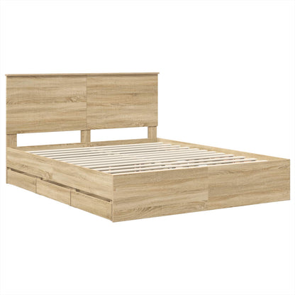 vidaXL Bettrahmen Sonoma-Eiche 160 x 200 cm Ingenieurs Holz