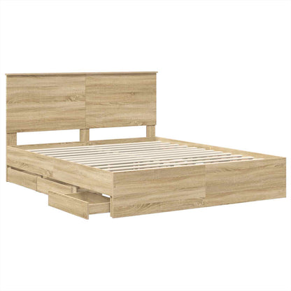 vidaXL Bettrahmen Sonoma-Eiche 160 x 200 cm Ingenieurs Holz