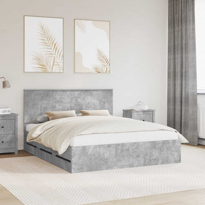 vidaXL Bettrahmen mit Kopfteil Beton Grau 160 x 200 cm Ingenieurs Holz