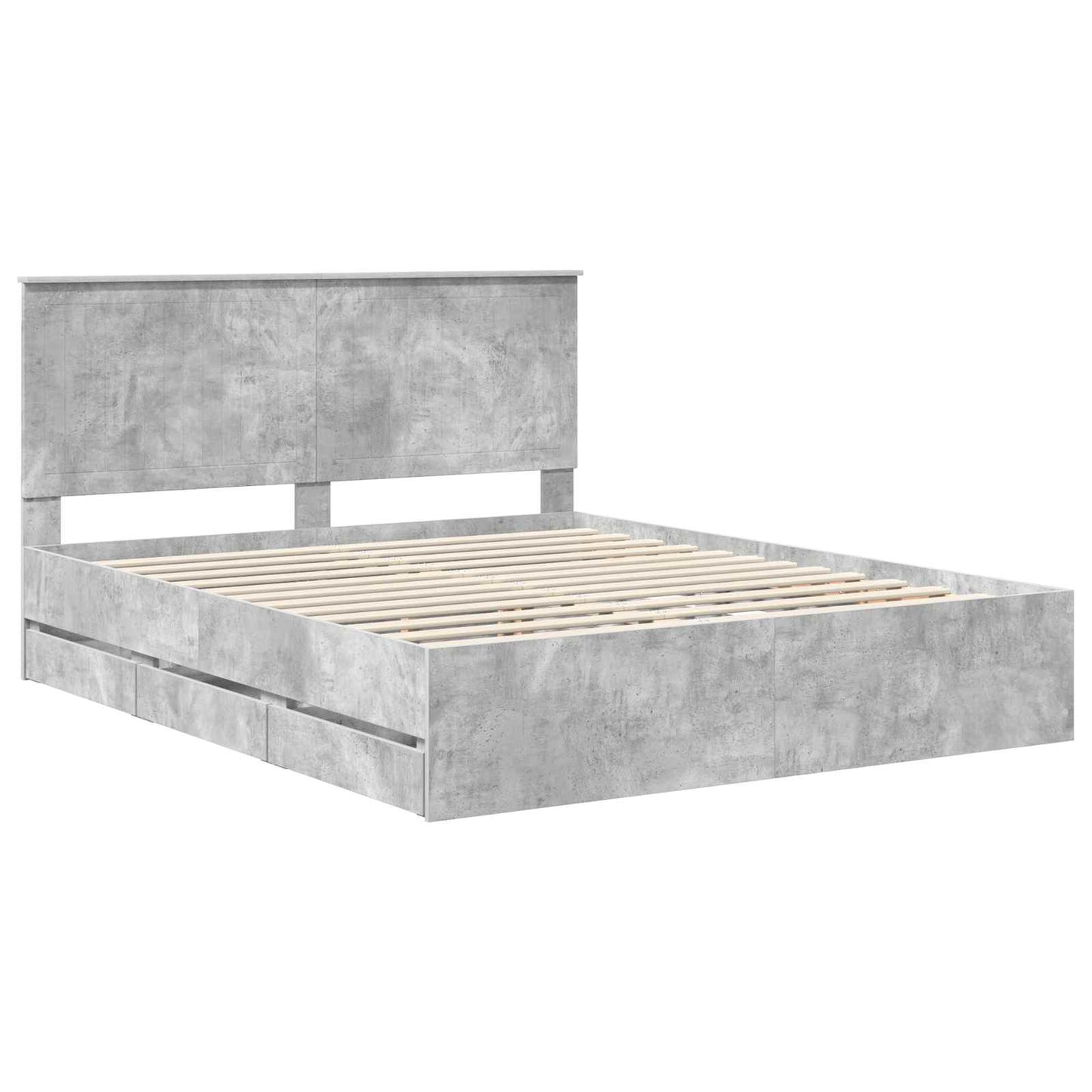 vidaXL Bettrahmen mit Kopfteil Beton Grau 160 x 200 cm Ingenieurs Holz