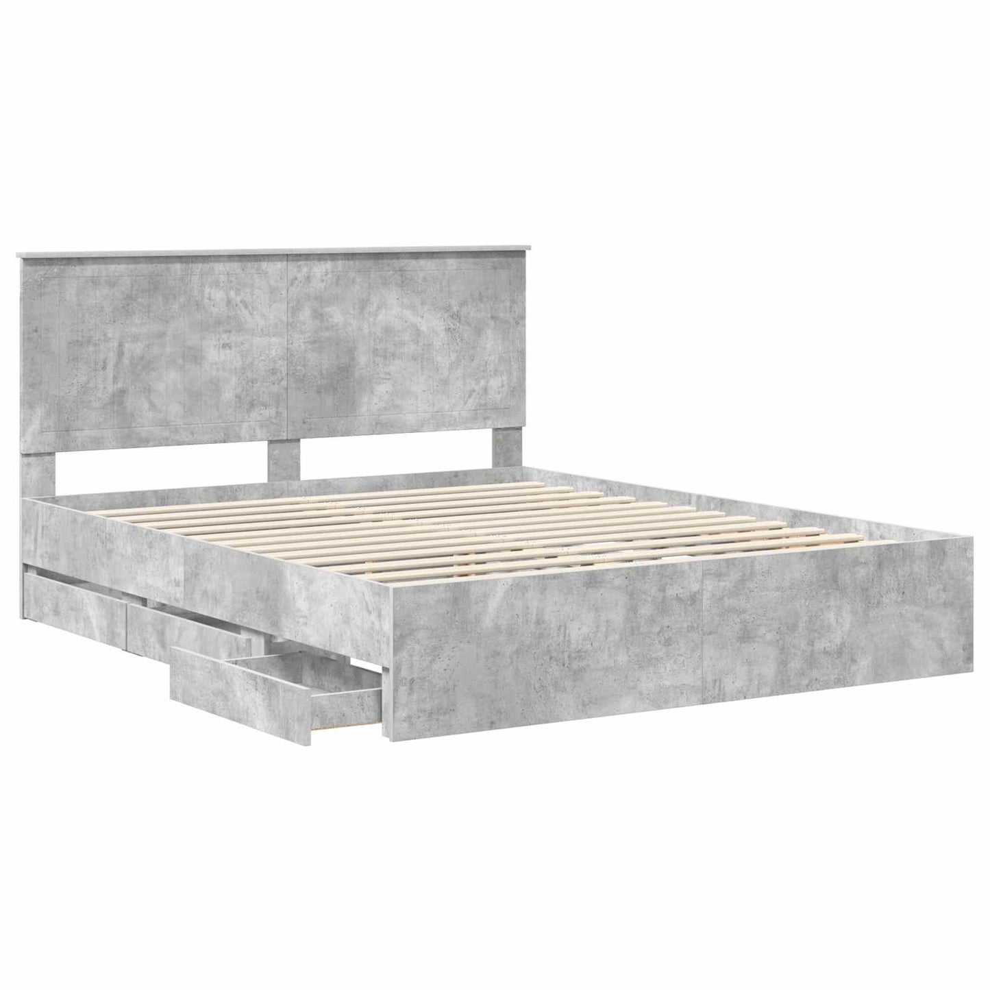 vidaXL Bettrahmen mit Kopfteil Beton Grau 160 x 200 cm Ingenieurs Holz