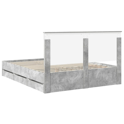 vidaXL Bettrahmen mit Kopfteil Beton Grau 160 x 200 cm Ingenieurs Holz