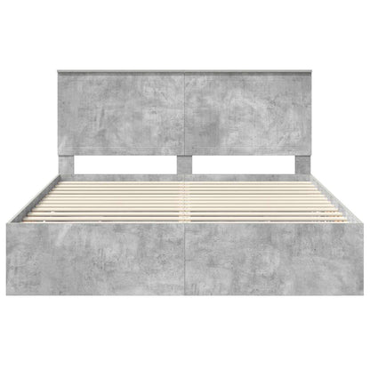 vidaXL Bettrahmen mit Kopfteil Beton Grau 160 x 200 cm Ingenieurs Holz