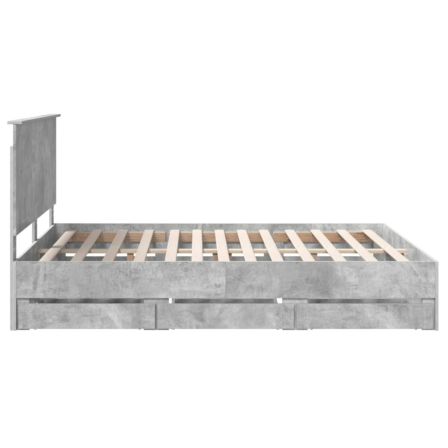 vidaXL Bettrahmen mit Kopfteil Beton Grau 160 x 200 cm Ingenieurs Holz