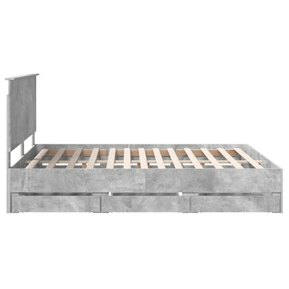 vidaXL Bettrahmen mit Kopfteil Beton Grau 160 x 200 cm Ingenieurs Holz
