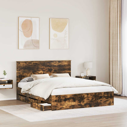 vidaXL Bettrahmen Geräucherte Eiche 160 x 200 cm Ingenieurs Holz