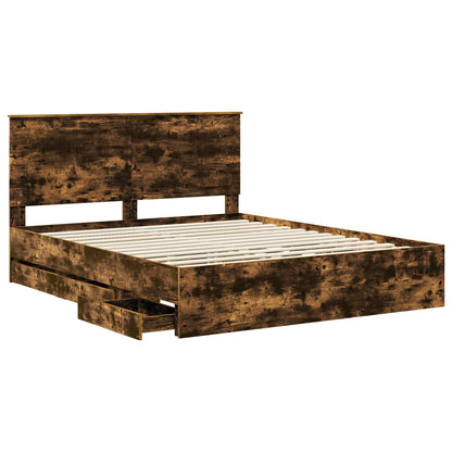 vidaXL Bettrahmen Geräucherte Eiche 160 x 200 cm Ingenieurs Holz