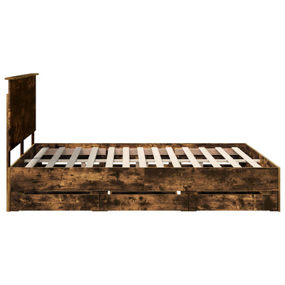 vidaXL Bettrahmen Geräucherte Eiche 160 x 200 cm Ingenieurs Holz