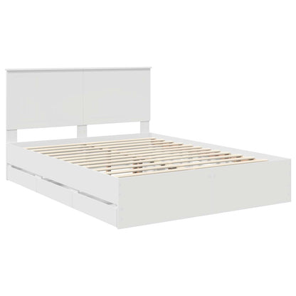 vidaXL Bettrahmen mit Schubladen Weiß 150 x 200 cm Ingenieurs Holz