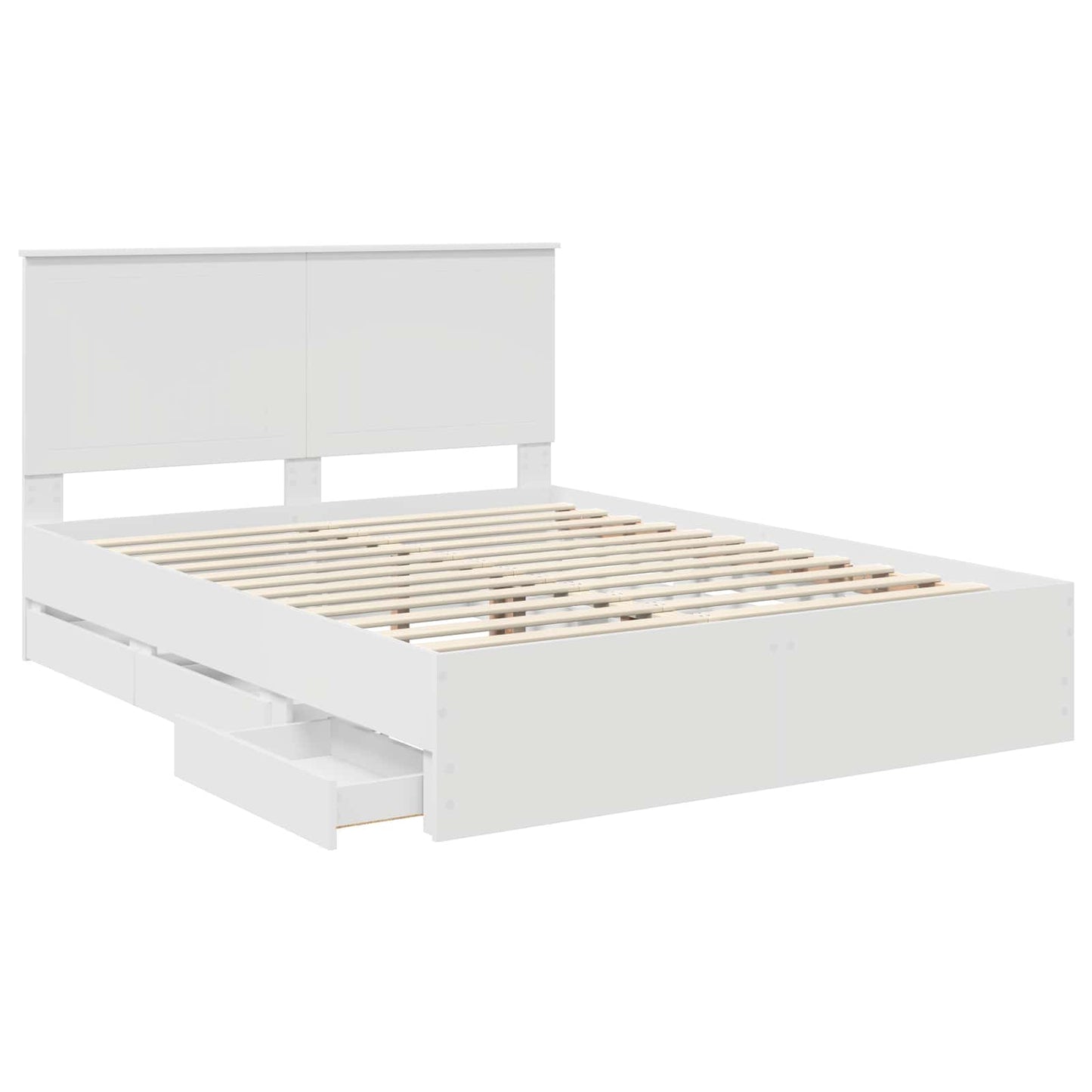 vidaXL Bettrahmen mit Schubladen Weiß 150 x 200 cm Ingenieurs Holz
