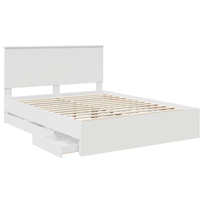 vidaXL Bettrahmen mit Schubladen Weiß 150 x 200 cm Ingenieurs Holz