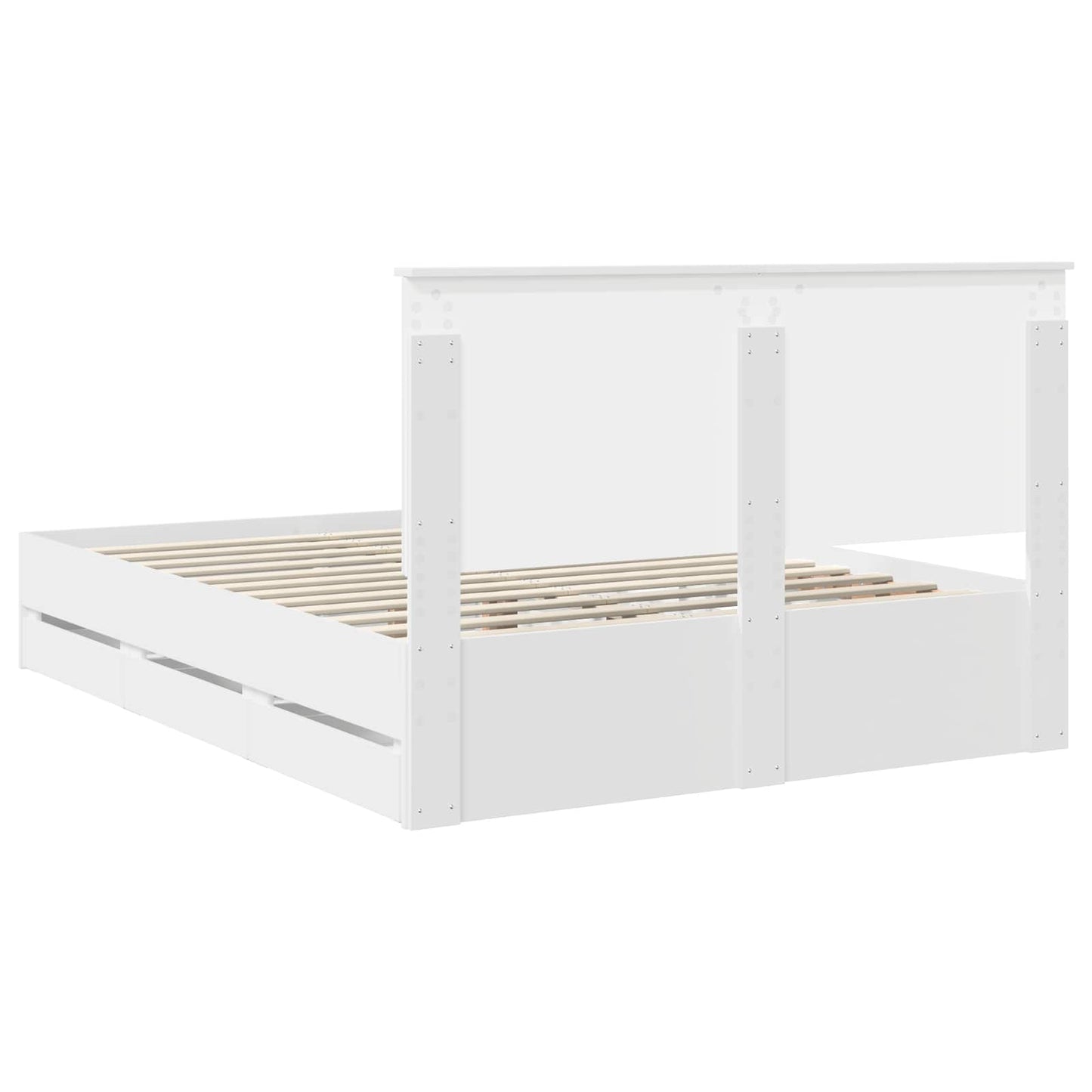 vidaXL Bettrahmen mit Schubladen Weiß 150 x 200 cm Ingenieurs Holz