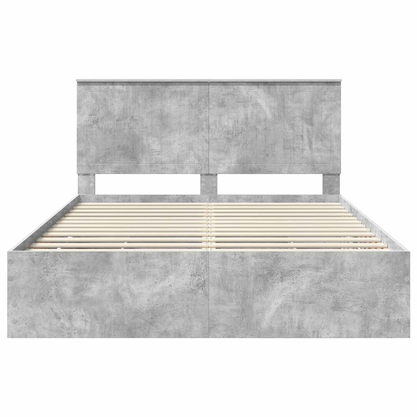 vidaXL Bettrahmen mit Kopfteil Beton Grau 150 x 200 cm Ingenieurs Holz