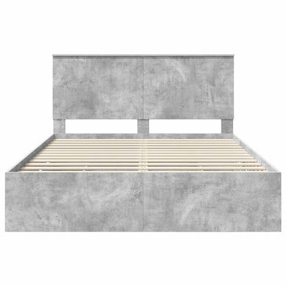 vidaXL Bettrahmen mit Kopfteil Beton Grau 150 x 200 cm Ingenieurs Holz