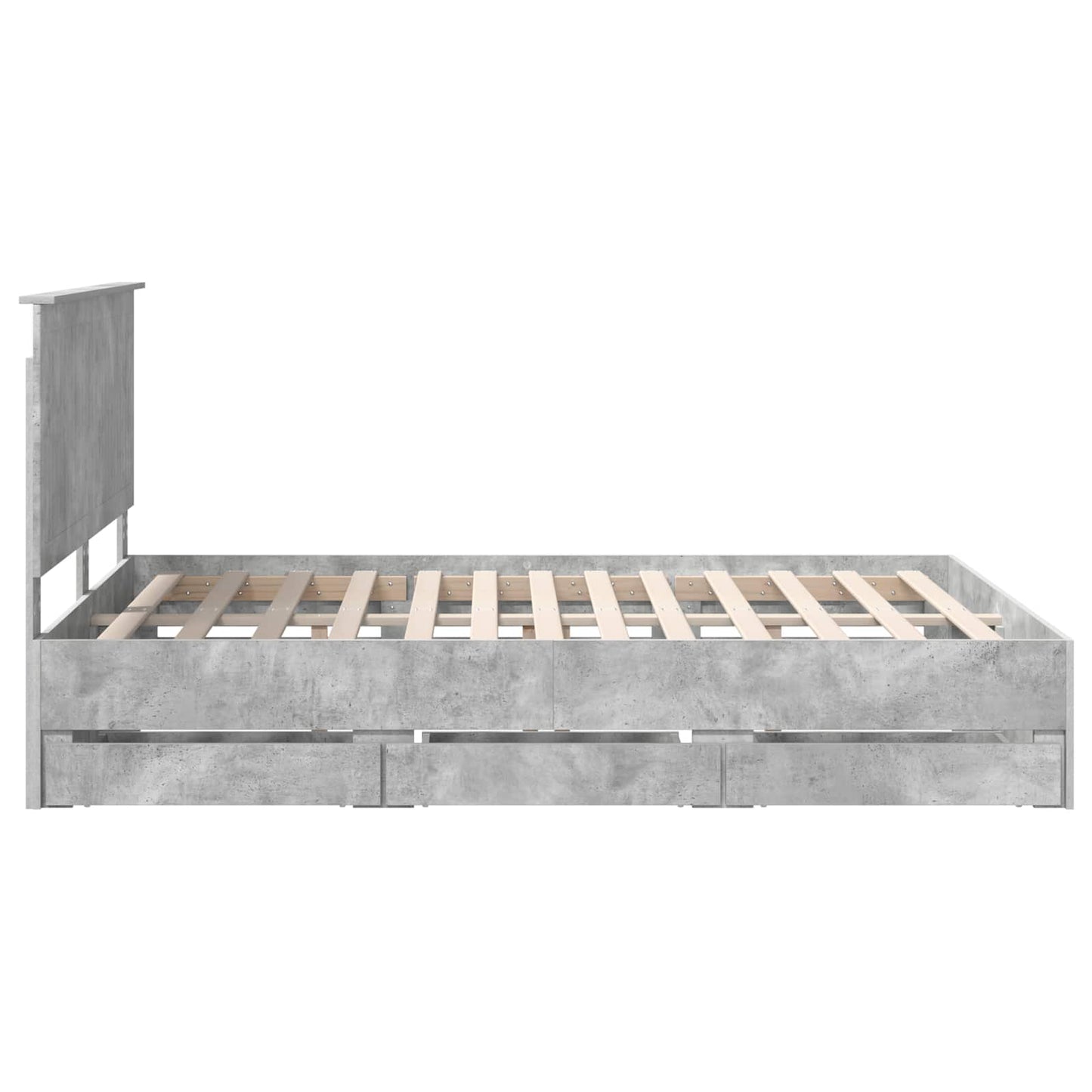 vidaXL Bettrahmen mit Kopfteil Beton Grau 150 x 200 cm Ingenieurs Holz