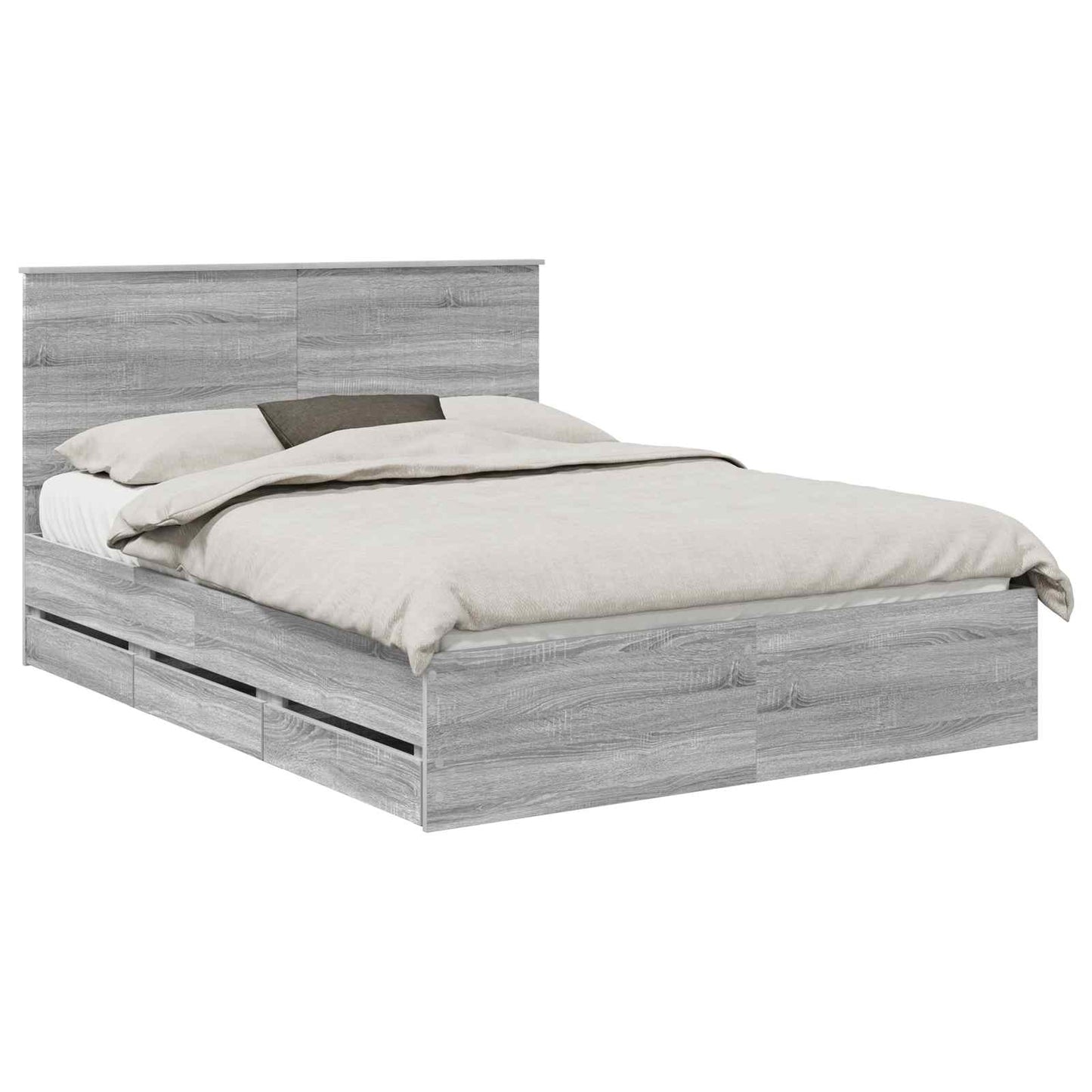 vidaXL Bettrahmen Graues Sonoma 150 x 200 cm Ingenieurs Holz