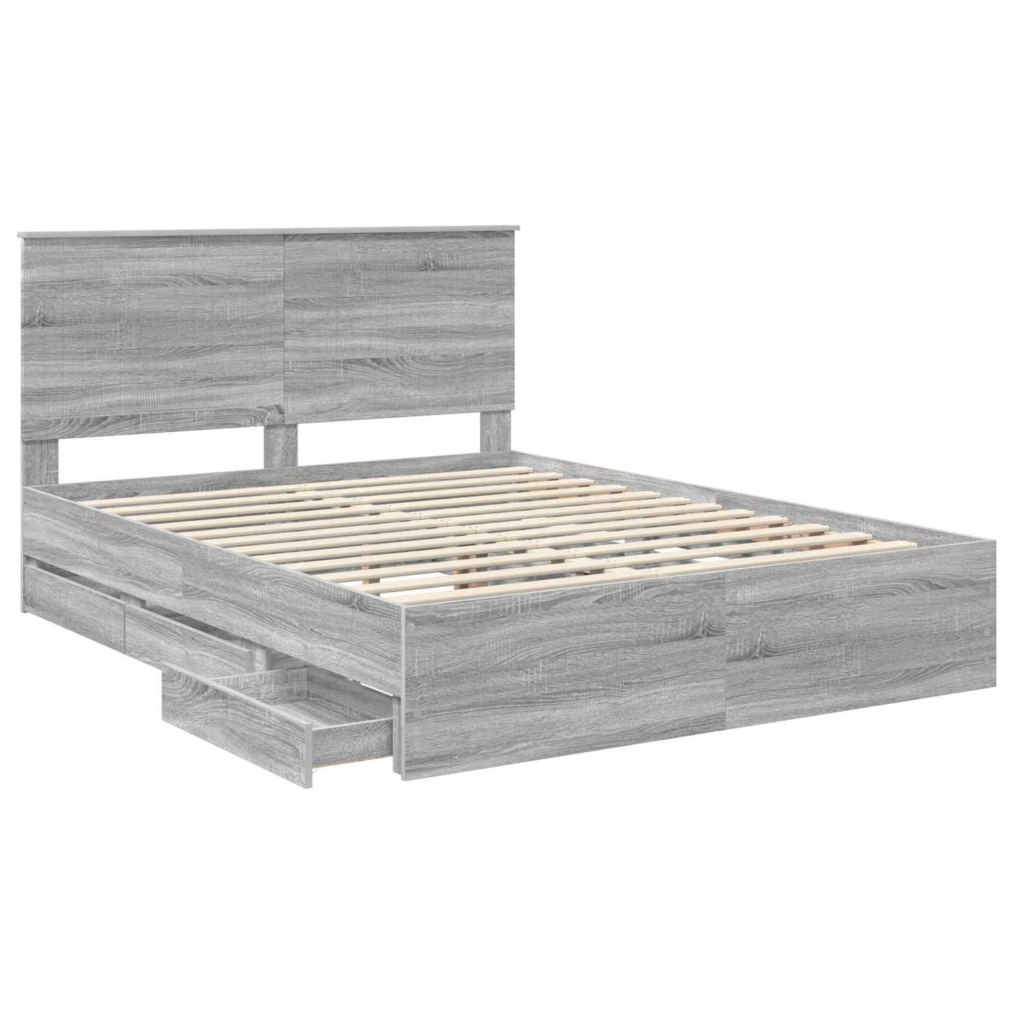 vidaXL Bettrahmen Graues Sonoma 150 x 200 cm Ingenieurs Holz