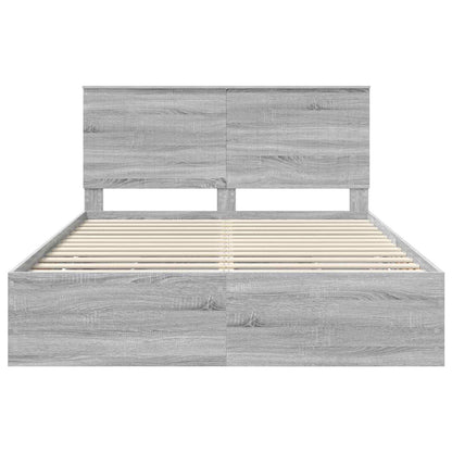 vidaXL Bettrahmen Graues Sonoma 150 x 200 cm Ingenieurs Holz