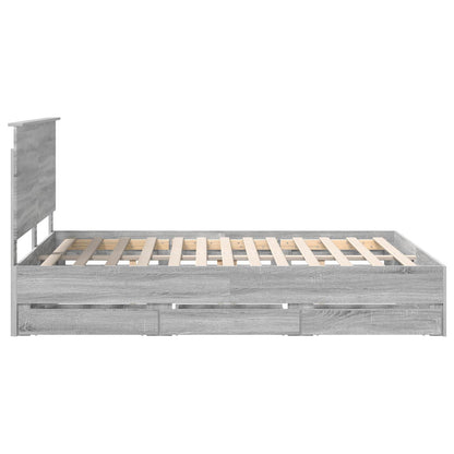 vidaXL Bettrahmen Graues Sonoma 150 x 200 cm Ingenieurs Holz