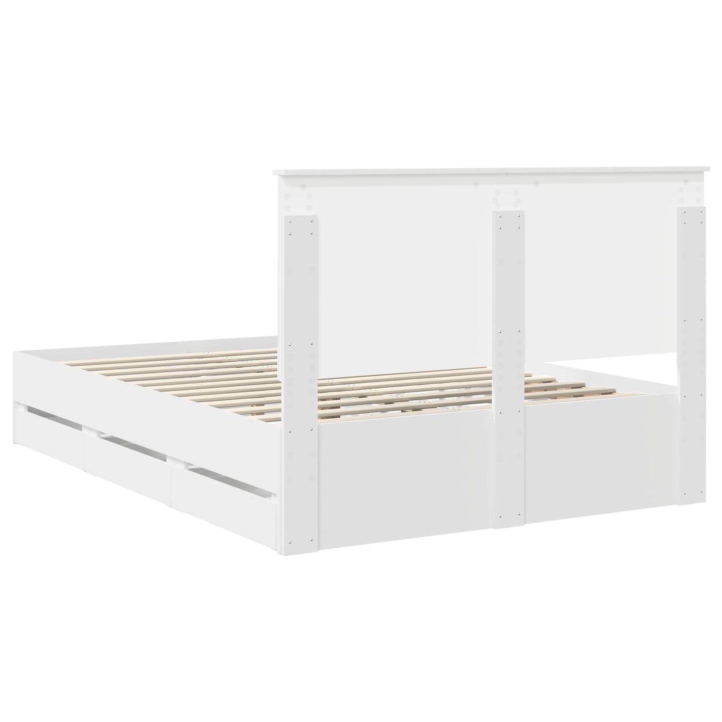 vidaXL Bettrahmen mit Schubladen Weiß 140 x 190 cm Ingenieurs Holz