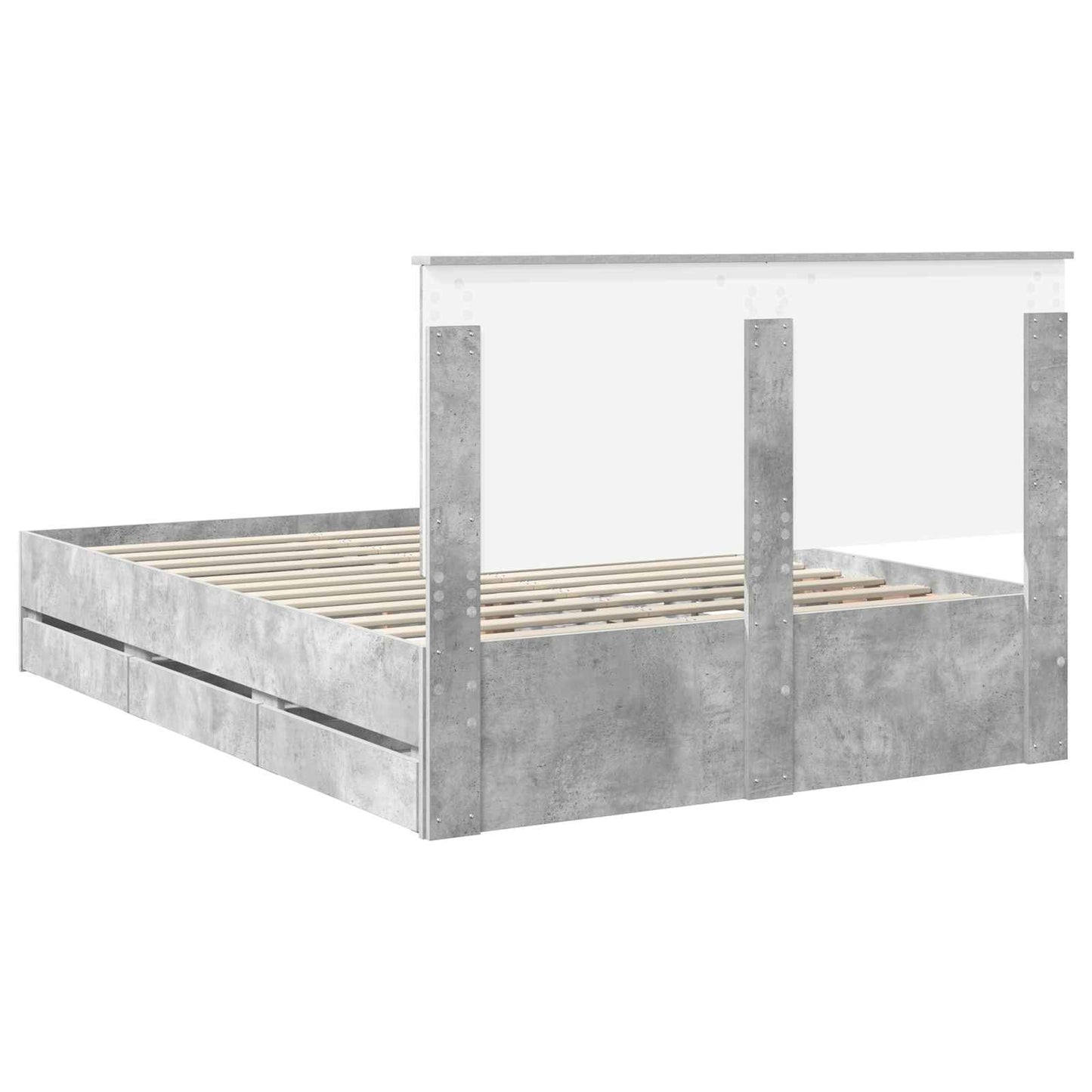 vidaXL Bettrahmen mit Kopfteil Beton Grau 140 x 190 cm Ingenieurs Holz