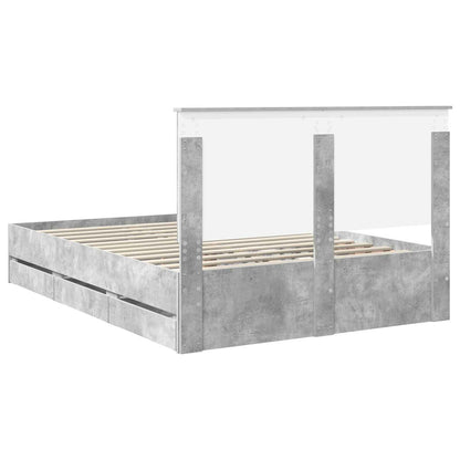 vidaXL Bettrahmen mit Kopfteil Beton Grau 140 x 190 cm Ingenieurs Holz