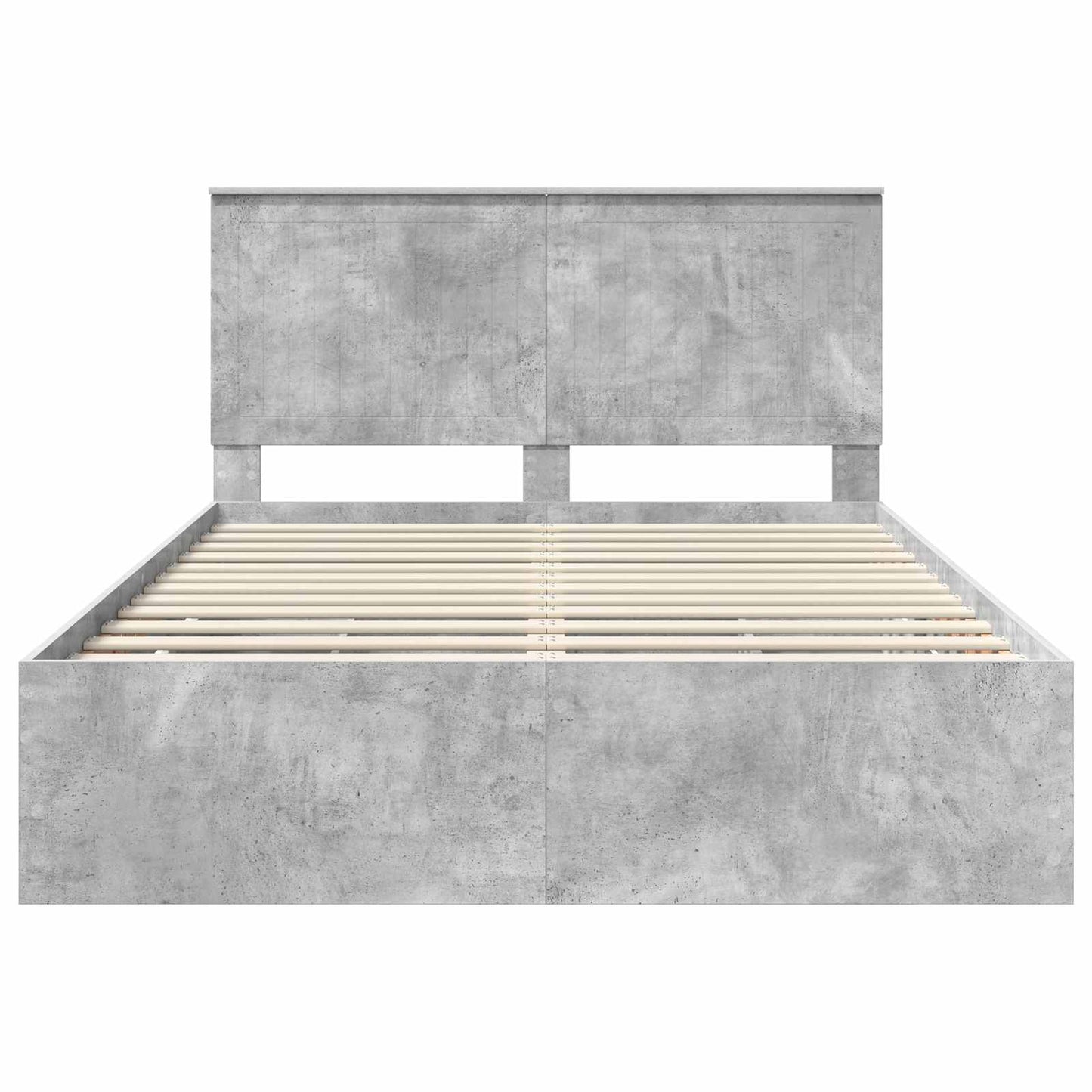 vidaXL Bettrahmen mit Kopfteil Beton Grau 140 x 190 cm Ingenieurs Holz