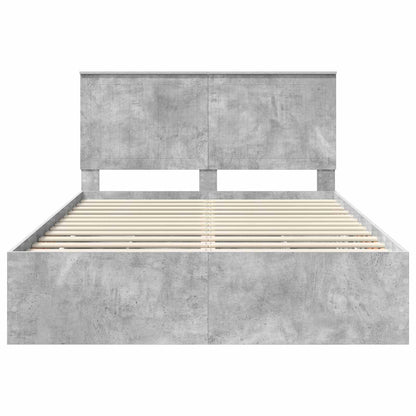 vidaXL Bettrahmen mit Kopfteil Beton Grau 140 x 190 cm Ingenieurs Holz
