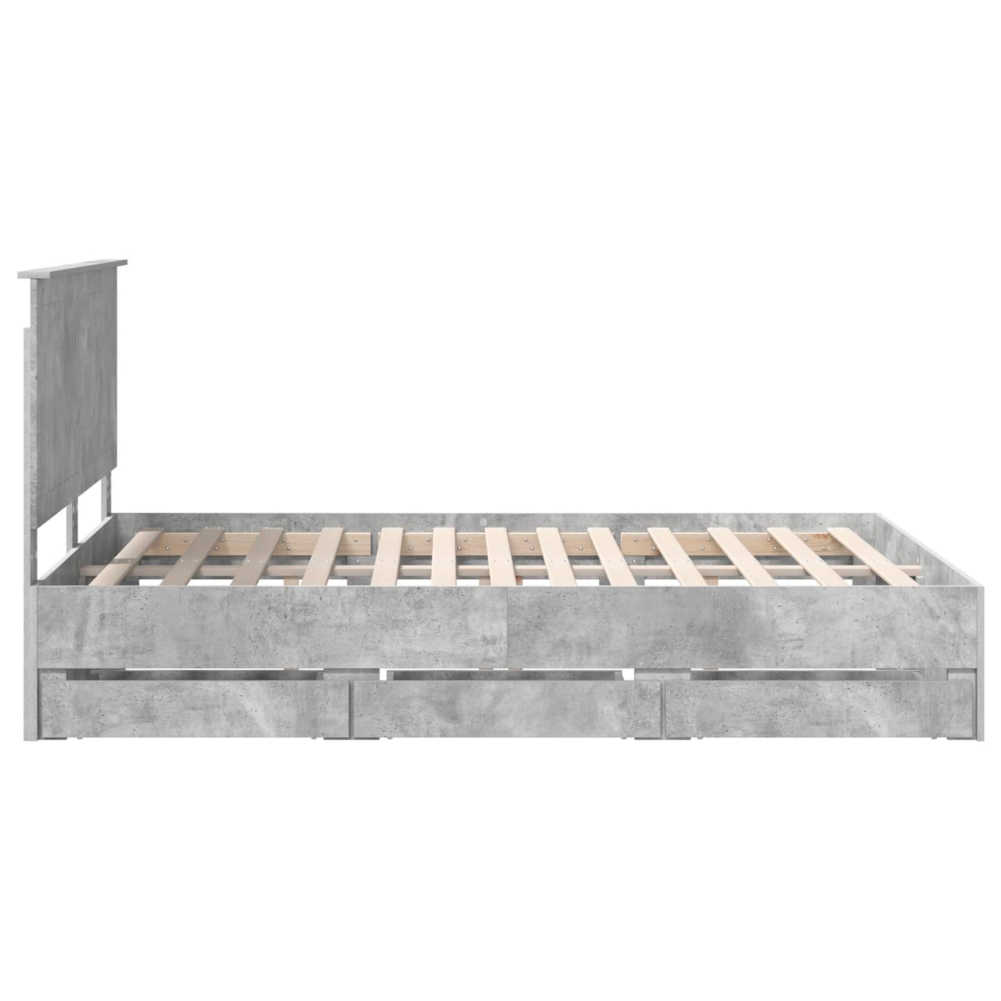 vidaXL Bettrahmen mit Kopfteil Beton Grau 140 x 190 cm Ingenieurs Holz
