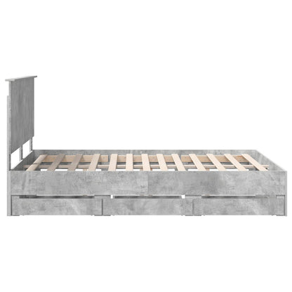vidaXL Bettrahmen mit Kopfteil Beton Grau 140 x 190 cm Ingenieurs Holz