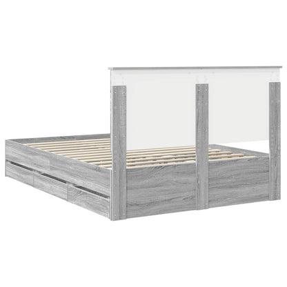 vidaXL Bettrahmen Graues Sonoma 140 x 190 cm Ingenieurs Holz