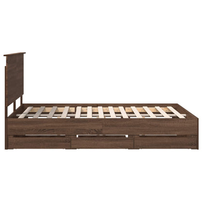 vidaXL Bettrahmen Braun Eichen-Optik 140 x 190 cm Ingenieurs Holz