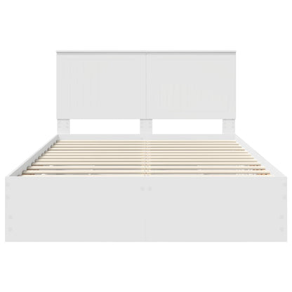 vidaXL Bettrahmen mit Schubladen Weiß 140 x 200 cm Ingenieurs Holz