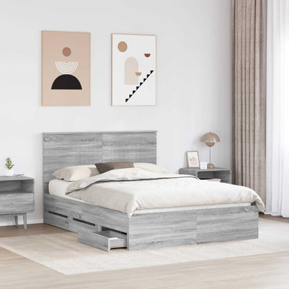 vidaXL Cadre de lit Gris sonoma 140 x 200 cm Bois d'ingénierie